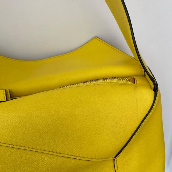LOEWE Discontinued Hobo Puzzle Leather Shoulder Bag in Lemon - Picture 7 of 13